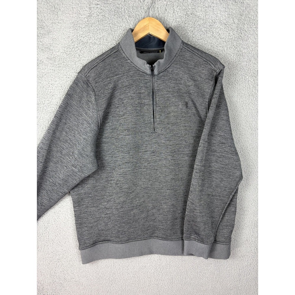 Under Armour Mens XL Gray Knit Mock Neck Quarter Zip Pullover Sweatshirt Loose